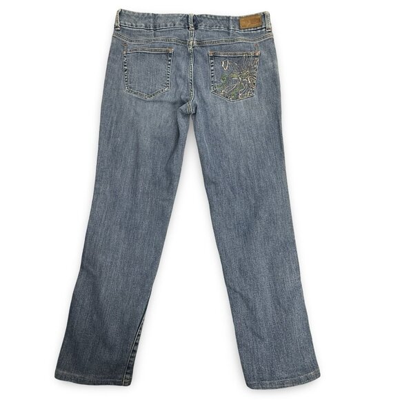 VTG Tommy Hilfiger Jeans Y2K Womens 34x28 Straight Floral Embroidered Blue Denim - Picture 3 of 8
